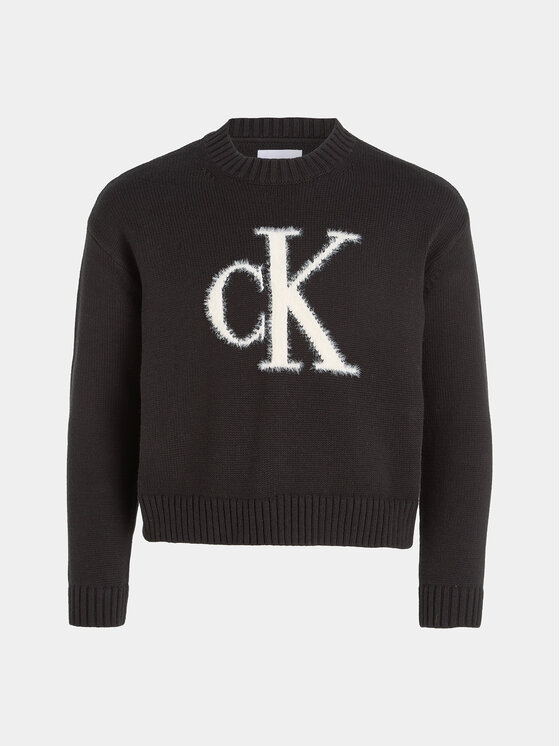 Calvin Klein Jeans Calvin Klein Jeans Sweter Fluffy Monogram IG0IG02220 Czarny Regular Fit