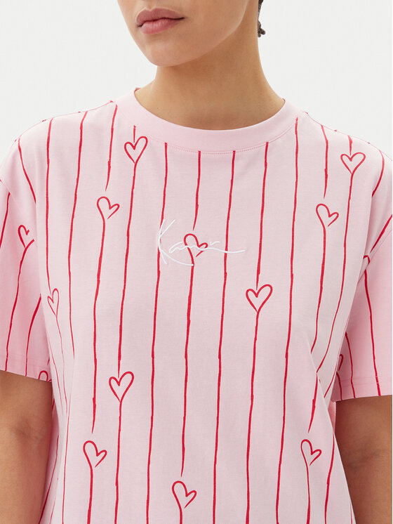 Karl Kani Karl Kani Majica Signature Heart Pinstripe Os 61300127 Roza Regular Fit