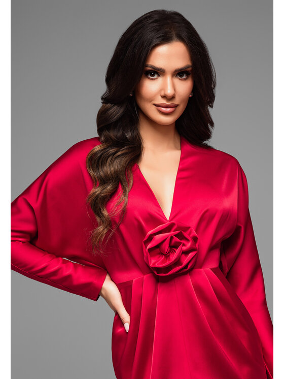 Ombre Ombre Sukienka wieczorowa LA-OM-DLR031 Czerwony Regular Fit