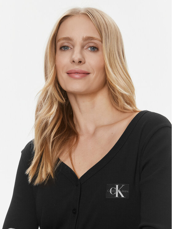 Calvin Klein Jeans Calvin Klein Jeans Φόρεμα υφασμάτινο Label J20J222517 Μαύρο Slim Fit