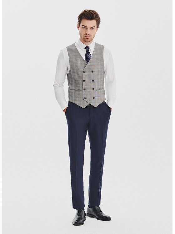 Pako Lorente Pako Lorente Kamizelka garniturowa P25WF-8X-005 Szary Slim Fit