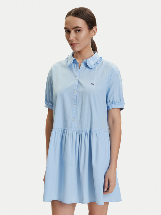 Tommy Jeans Rochie de zi DW0DW22995 Albastru deschis Regular Fit