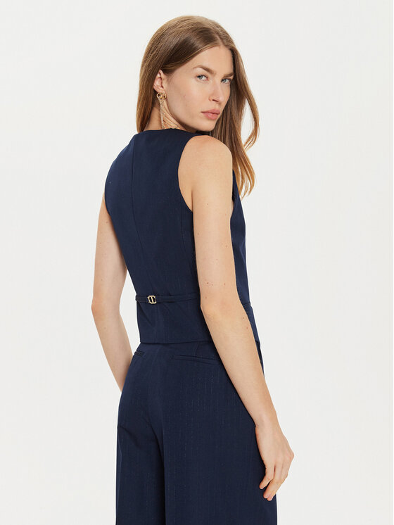 TWINSET TWINSET Prsluk 242TP2158 Tamnoplava Slim Fit