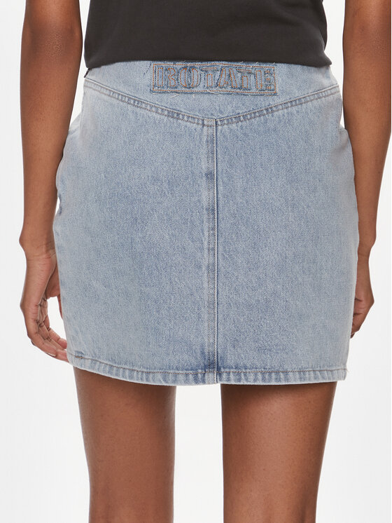 ROTATE ROTATE Spódnica jeansowa Denim Laced Mini 1120101468 Niebieski Regular Fit