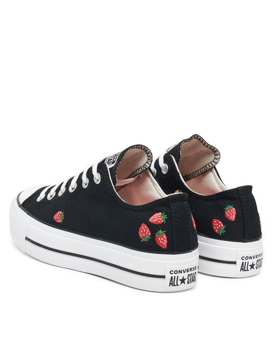 Converse Converse Teniși Chuck Taylor All Star Lift Platform Embroidered Strawberries A14935C Negru