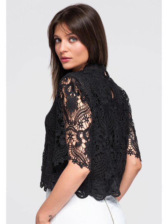Ombre Ombre Bluzka OW-TS-E0044 Czarny Loose Fit