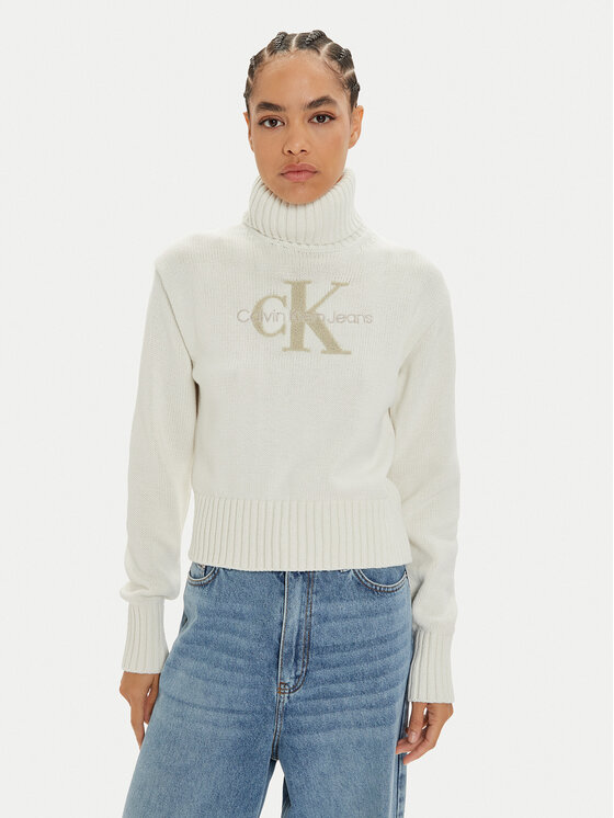 Női Garbó Calvin Klein Jeans, Méret: L, Fehér, Chenille J20J224229