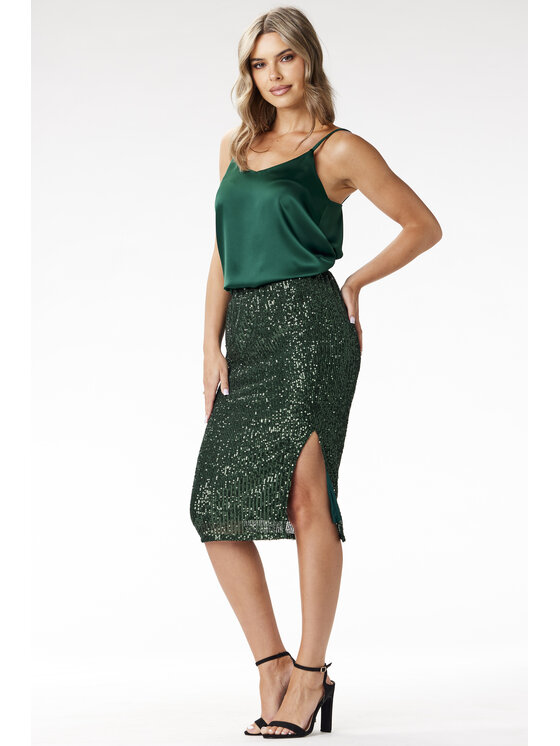 Awama Awama Spódnica A692 Zielony Basic Fit