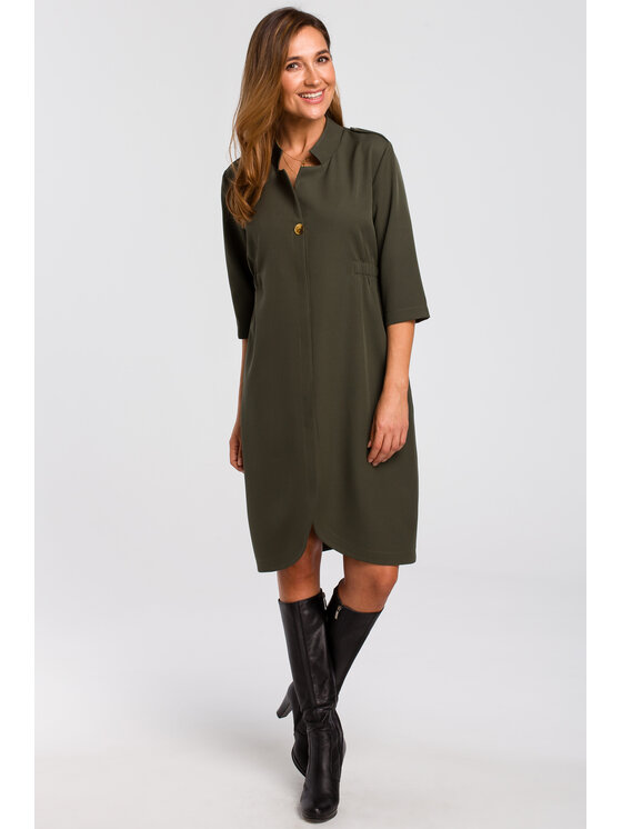 Stylove Stylove Každodenné šaty S189 Kaki Regular Fit