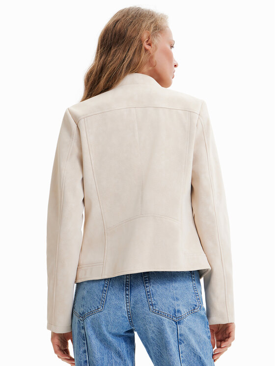 Desigual Desigual Giacca in similpelle Detroit 23SWEW02 Écru Regular Fit