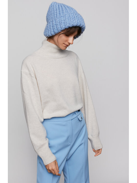 B SIDES B SIDES Golf WYSOKI MERINO Beżowy Regular Fit