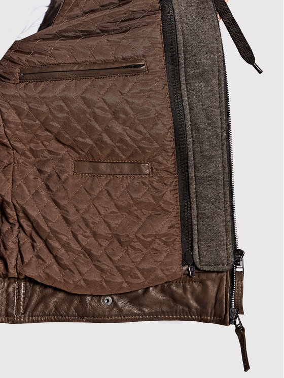 Serge Pariente Serge Pariente Geacă de piele Erico Hood Maro Regular Fit