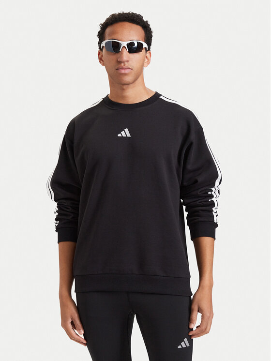 adidas adidas Majica dugih rukava Essentials 3-Stripes Fleece KY6583 Crna Regular Fit