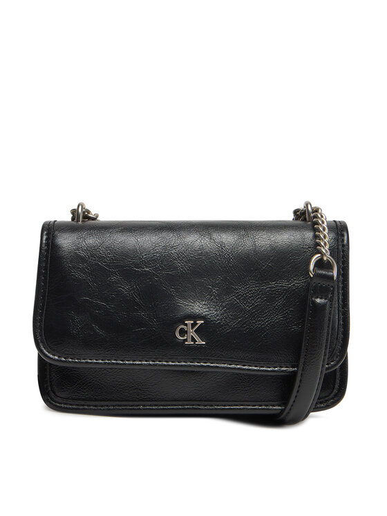Geantă Calvin Klein Jeans Chain Mini Ew Flap LV04K3085G Negru