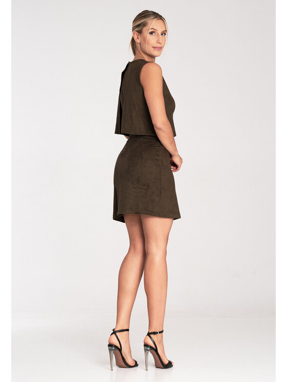 FIGL FIGL Sukienka codzienna M1060 Khaki Fitted Fit