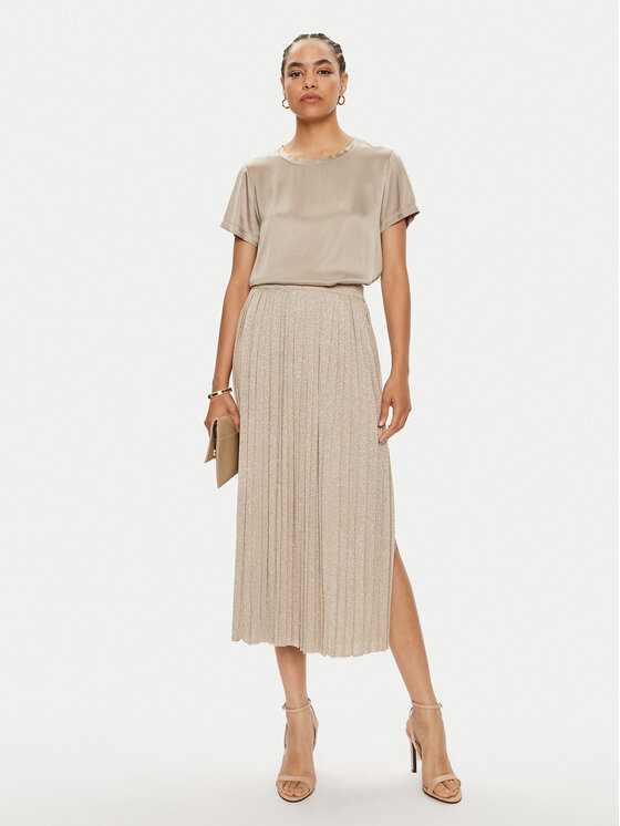 Marella Marella Плисирана пола Beta2 2423306021 Бежов Regular Fit