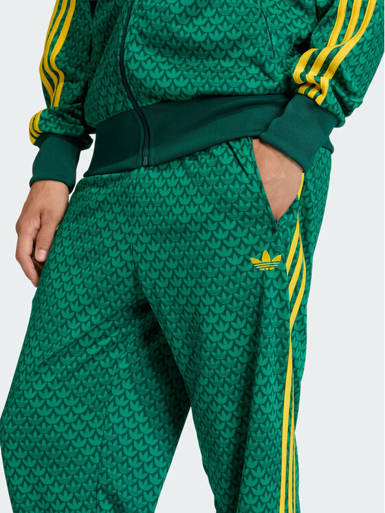 adidas adidas Spodnie dresowe Firebird loose monogram Zielony ciemny Regular Fit