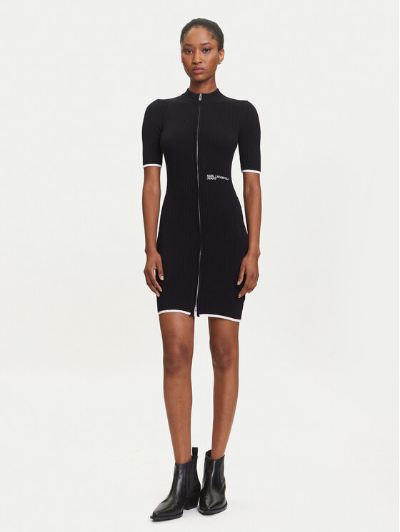 Karl Lagerfeld Jeans Karl Lagerfeld Jeans Rochie tricotată A3W13013 Negru Slim Fit