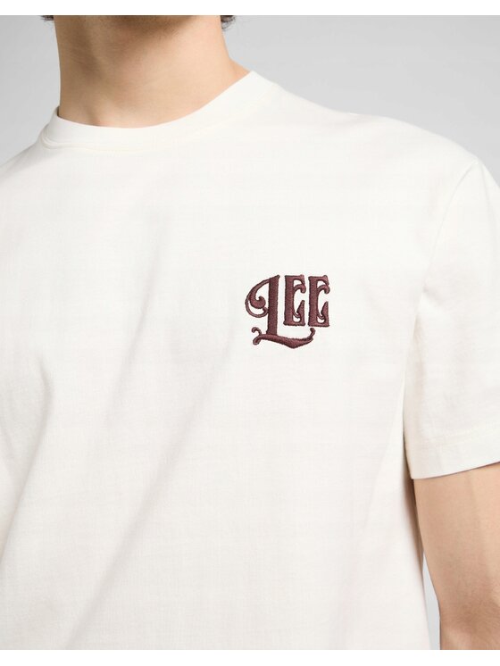 Lee Lee T-Shirt Relaxed Graphic Tee Biały Relaxed Fit
