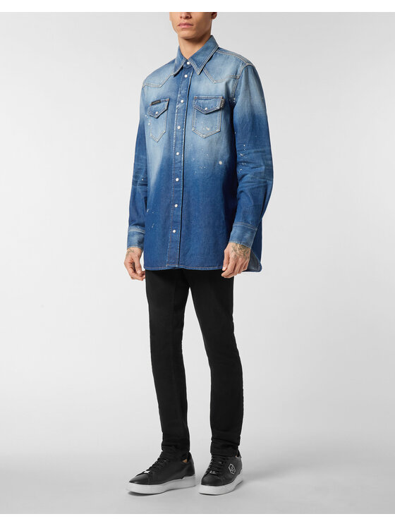 PHILIPP PLEIN PHILIPP PLEIN Koszula jeansowa 26853 Niebieski Regular Fit