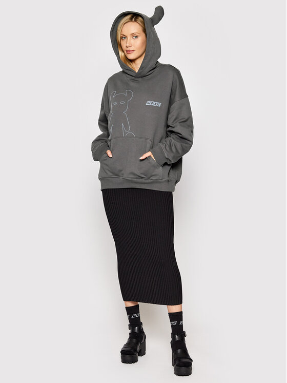 2005 2005 Mikina Unisex Horned Šedá Regular Fit