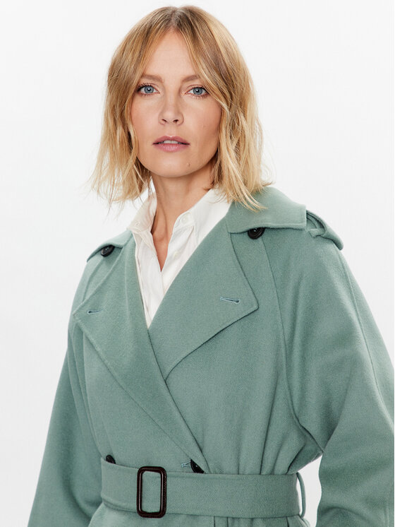 Weekend Max Mara Weekend Max Mara Płaszcz wełniany Cobalto 2350110137 Zielony Regular Fit