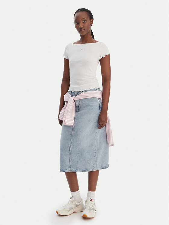 Tommy Jeans Tommy Jeans Majica Lettuce Edge DW0DW22460 Écru Slim Fit