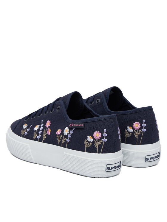 Superga Superga Πάνινα παπούτσια 3740 Platform Flower Embroidery Leggera S5138TW Σκούρο μπλε