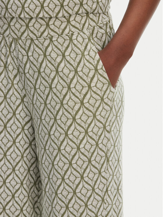 Olsen Olsen Kalhoty z materiálu 14002433 Zelená Relaxed Fit