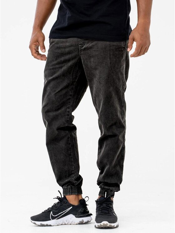 Jigga Wear Jigga Wear Joggery Spodnie Jeansowe Jogger Męskie ACIDWASH Ciemne Szare Jigga Wear Crown 5XL Szary Regular Fit