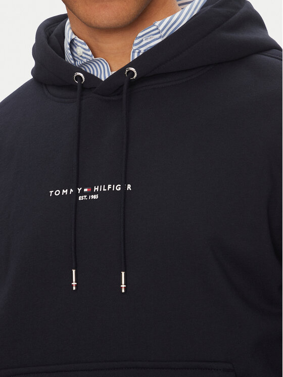 Tommy Hilfiger Tommy Hilfiger Pulóver Small Logo MW0MW38950 Sötétkék Regular Fit
