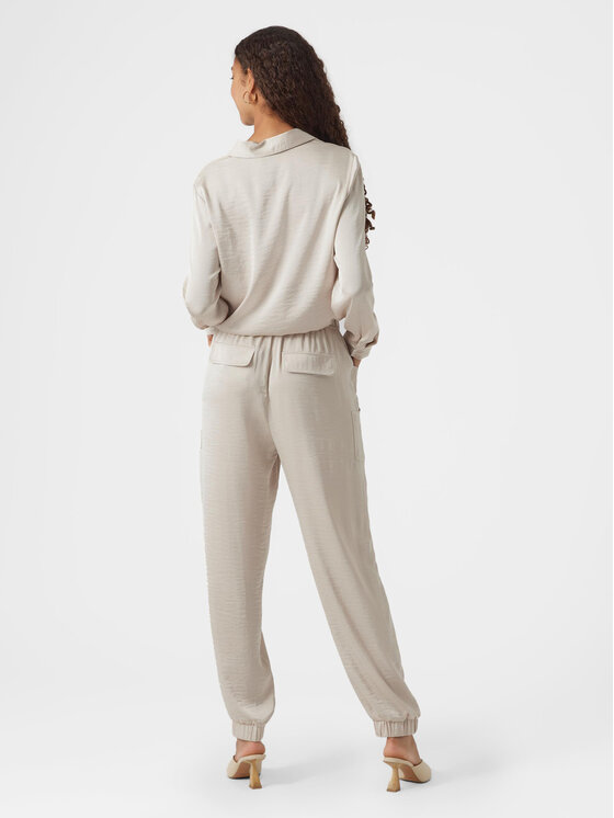 Vero Moda Vero Moda Spodnie materiałowe Marys 10300405 Écru Loose Fit