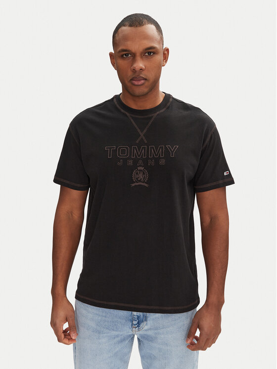 Tommy Jeans Tričko Tonal Crest DM0DM20805 Čierna Relaxed Fit
