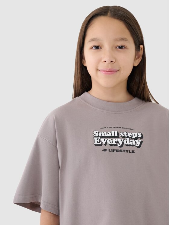 4F 4F T-Shirt 4FJRSS25TTSHF2587-83S Καφέ Cropped Fit