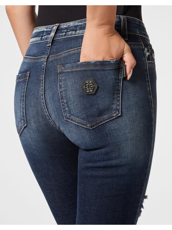 PHILIPP PLEIN PHILIPP PLEIN Jegginsy 1483 Niebieski jasny Jegging Fit