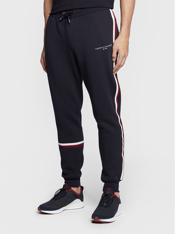 Tommy Hilfiger Spodnji del trenirke New Global Stripe MW0MW29461 Mornarsko modra Regular Fit