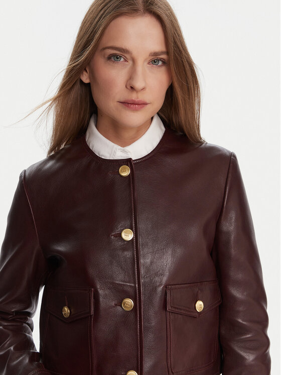 Tommy Hilfiger Tommy Hilfiger Usnjena jakna WW0WW46861 Bordo rdeča Regular Fit