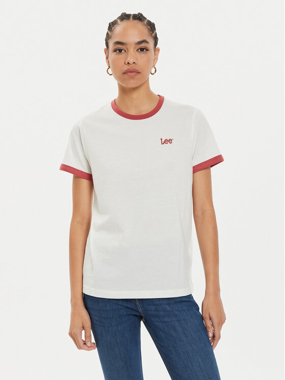 Lee T-shirt Ringer 112355184 Blanc Regular Fit