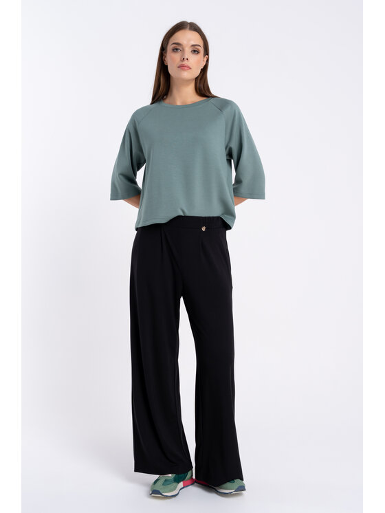 CLICK CLICK Kalhoty z materiálu 30-451 Černá Wide Fit