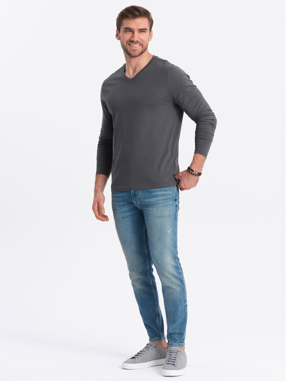 Ombre Ombre S dlouhým rukávem OM-LSBL-0108 Šedá Classic Fit