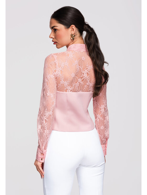 Ombre Ombre Koszula OW-SH-E0036 Różowy Slim Fit