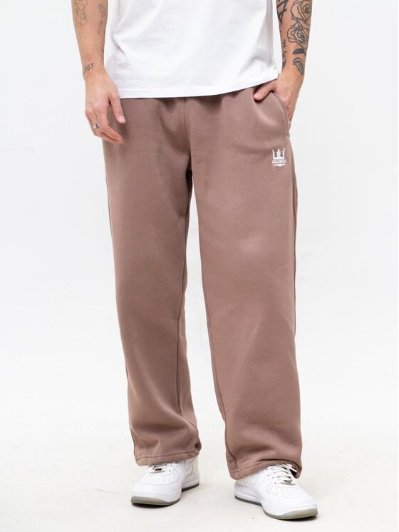 Jigga Wear Jigga Wear Spodnie dresowe Szerokie luźne sznurki korona 130313 Brązowy Baggy Fit