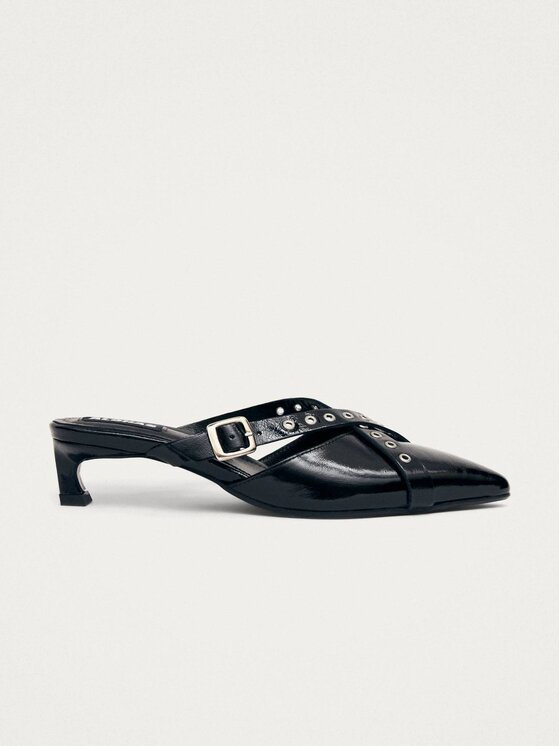 Podpiętki skórzane, rozmiar 38, Czarne, Zyra Onix Black Leather Mules