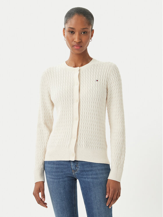 Tommy Hilfiger Cardigan WW0WW43329 Écru Regular Fit