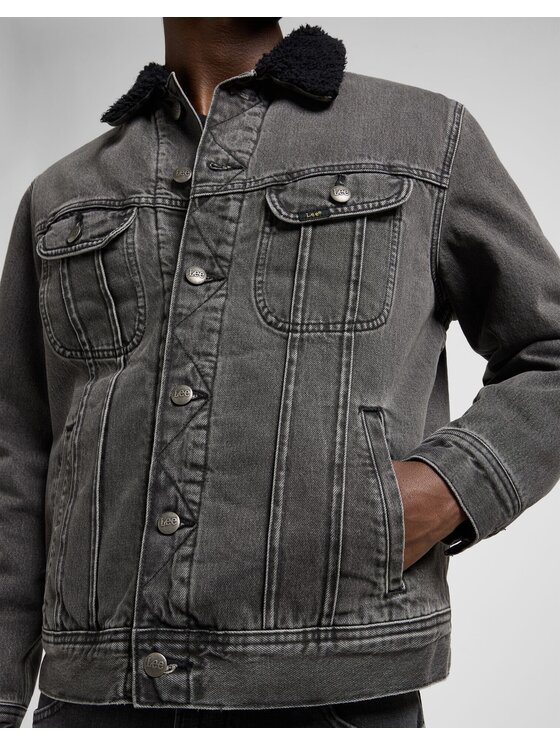 Lee Lee Kurtka jeansowa SHERPA JACKET Szary Regular Fit