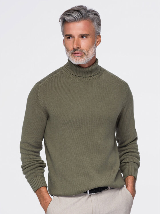 Ombre Ombre Sweter OM-SWTN-0192 Zielony ciemny Regular Fit