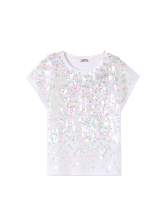 Oltre Oltre T-Shirt G088J004318N0S2 Biały Regular Fit