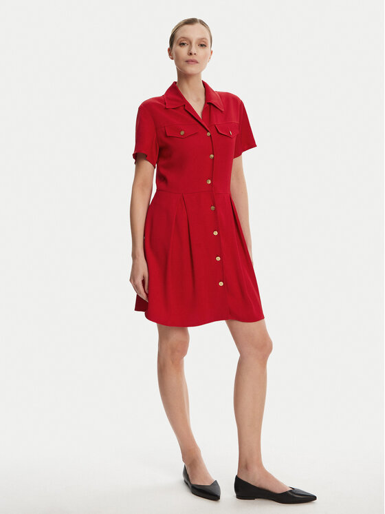 Tommy Hilfiger Tommy Hilfiger Rochie tip cămașă WW0WW45819 Roșu Regular Fit
