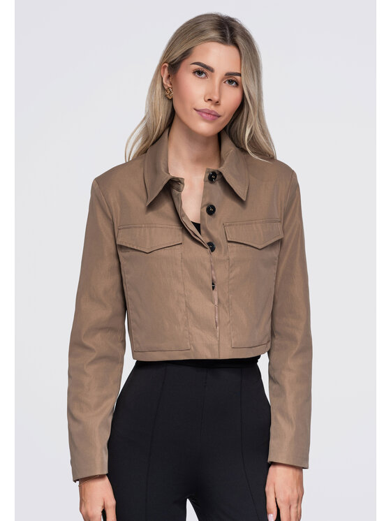 Ombre Ombre Marynarka OW-BL-E0007 Beżowy Slim Fit