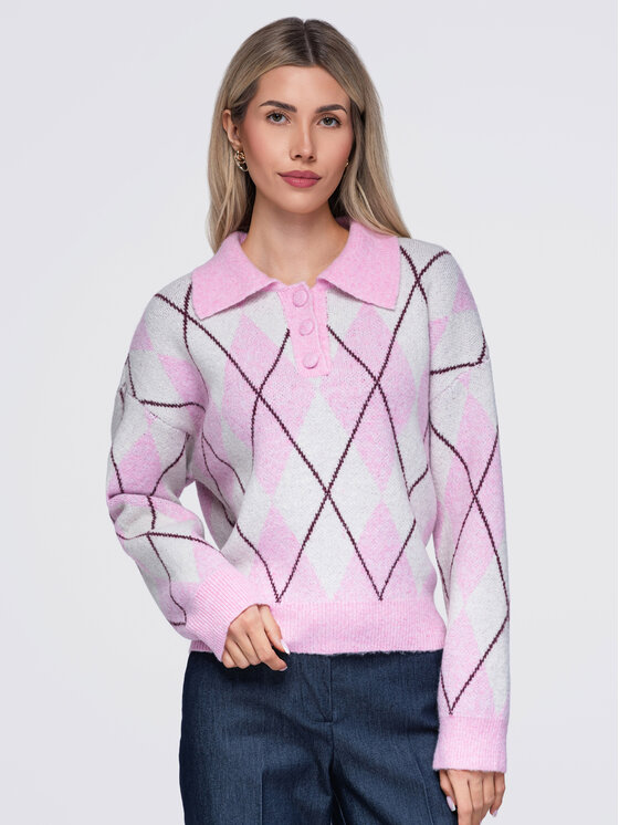 Ombre Ombre Sweter OW-SW-E0030 Różowy Relaxed Fit